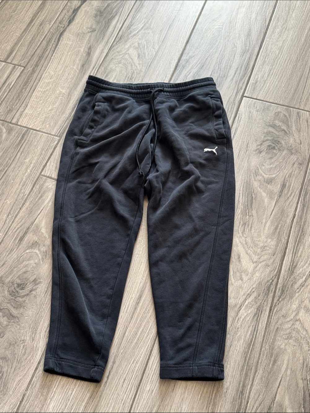 Puma Black Men's Athletic Jogger Pants with White Logo